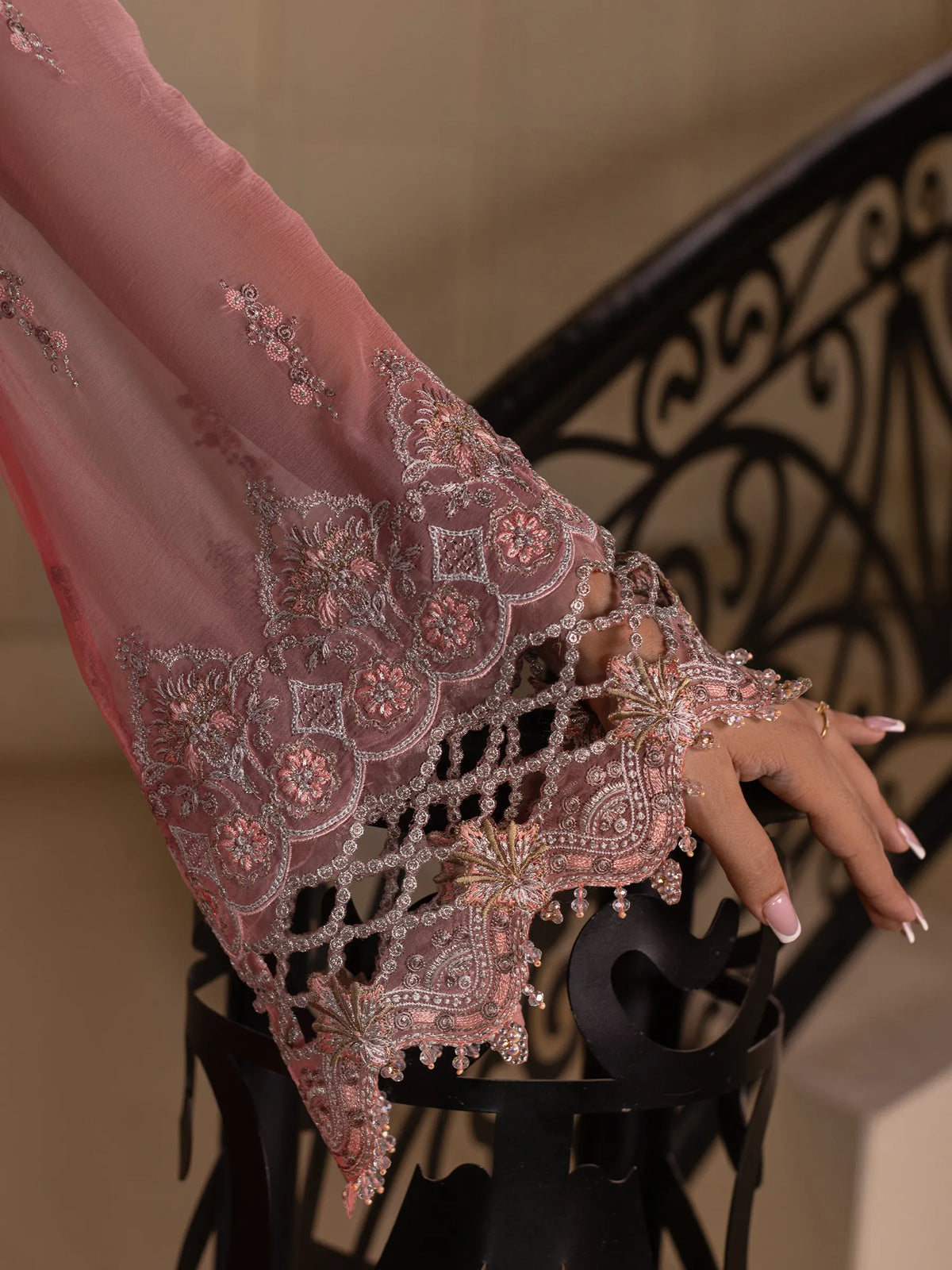 Rosavyn - 3 Piece Embroidered Chiffon Dress