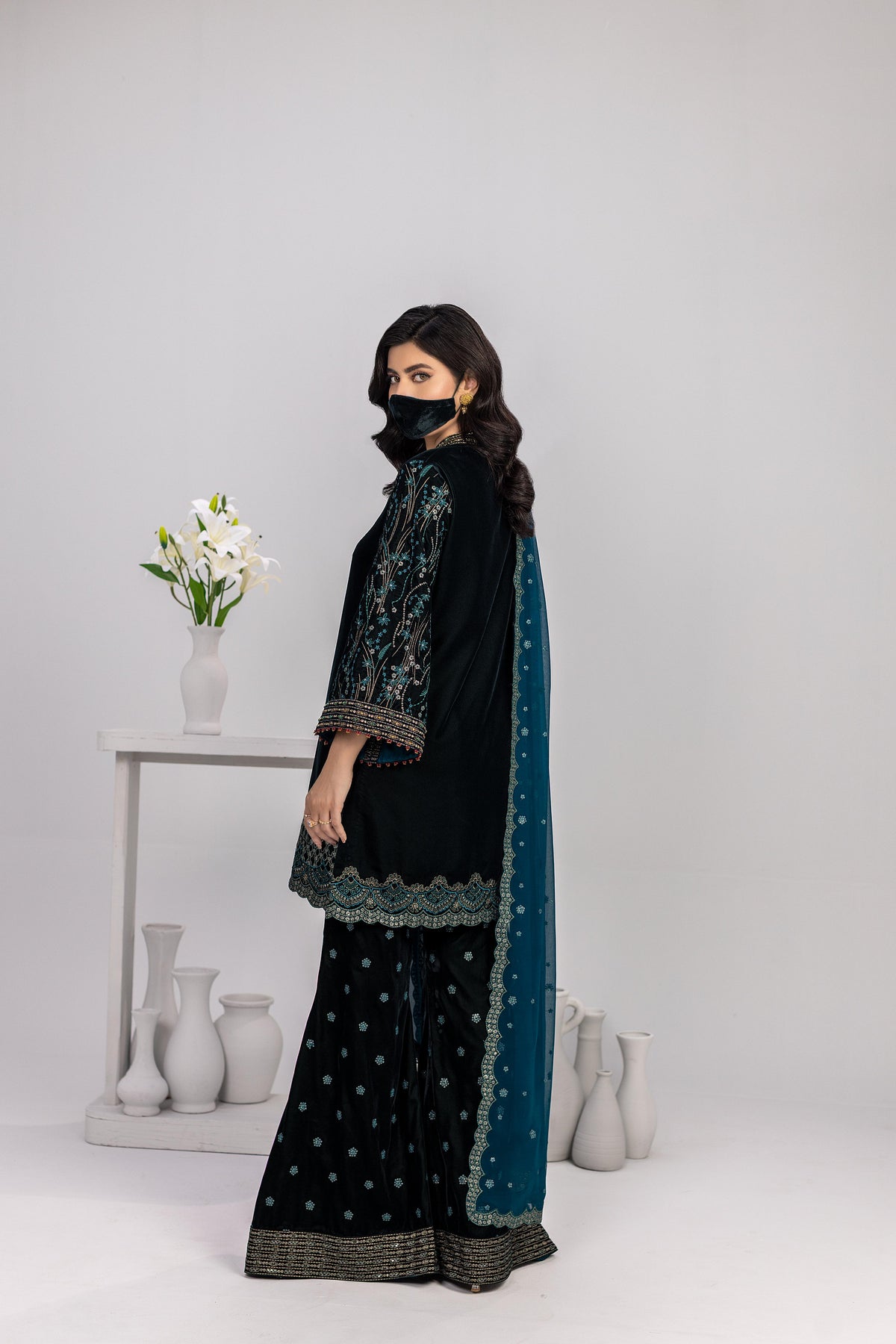 Zafira - 3 Piece Embdoirdered Velvet Dress