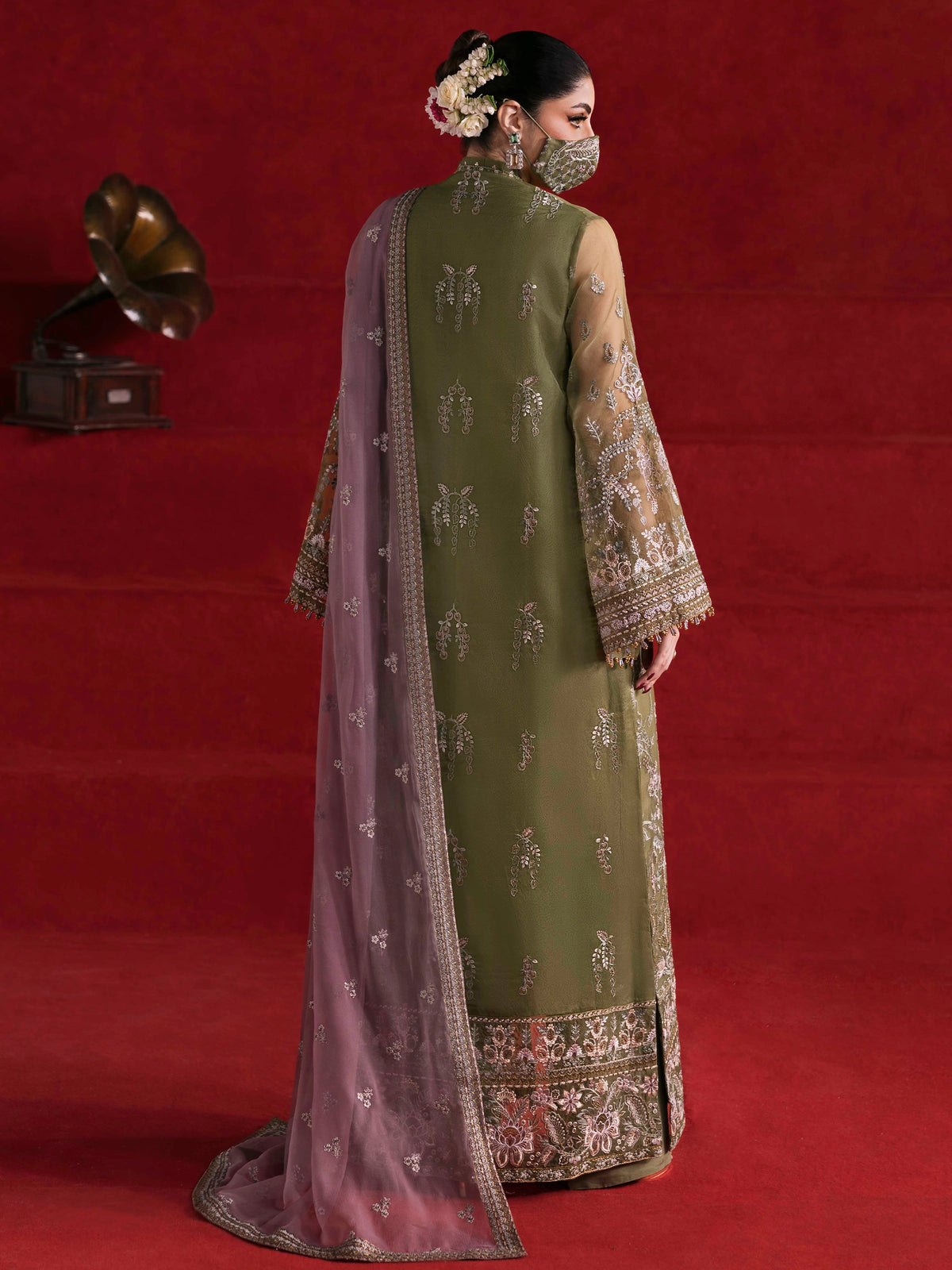 Reyana- 3 Piece Embroidered Organza Dress