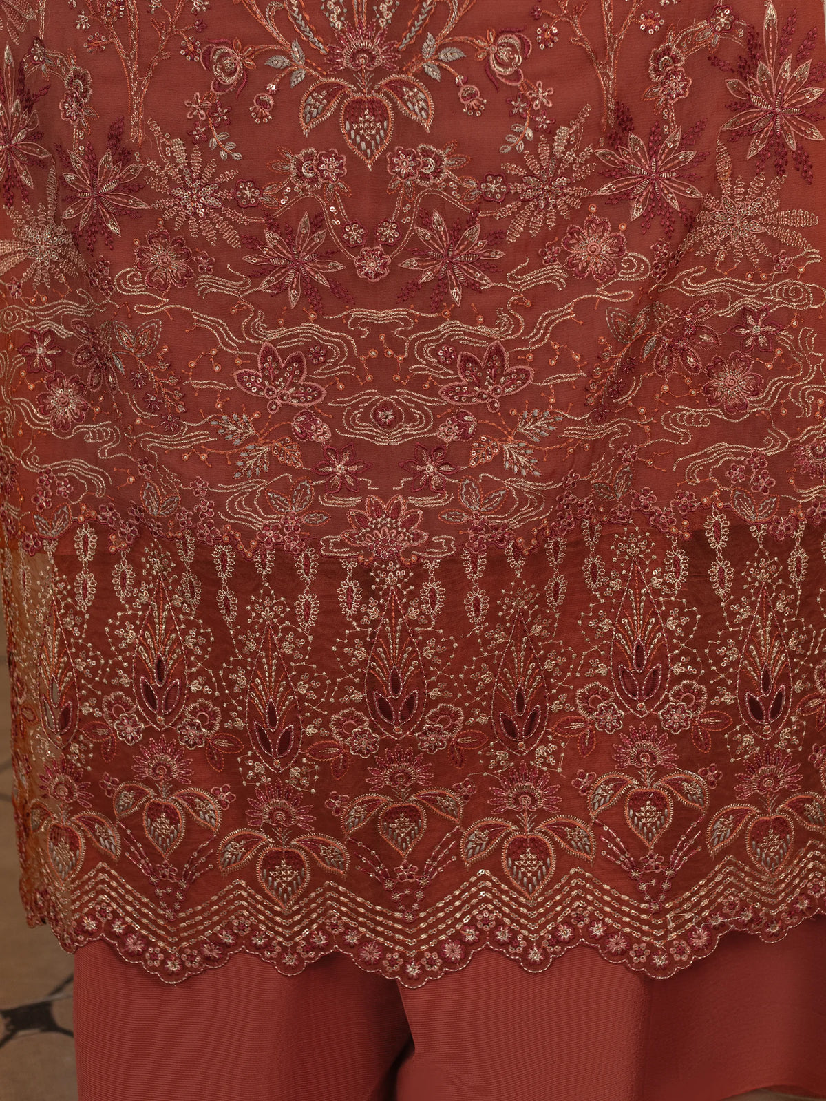 Gulrukh - 3 Piece Embroidered Chiffon Dress