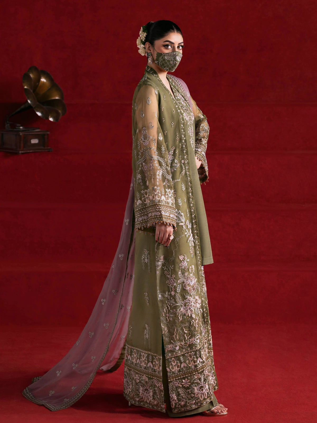 Reyana- 3 Piece Embroidered Organza Dress