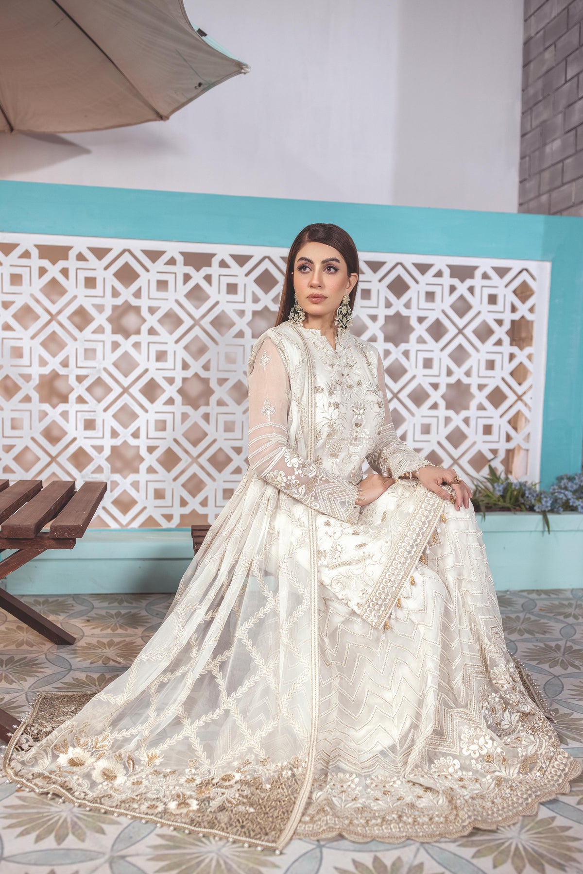 Ivoryelle – 3 Piece Embroidered Chiffon Dress