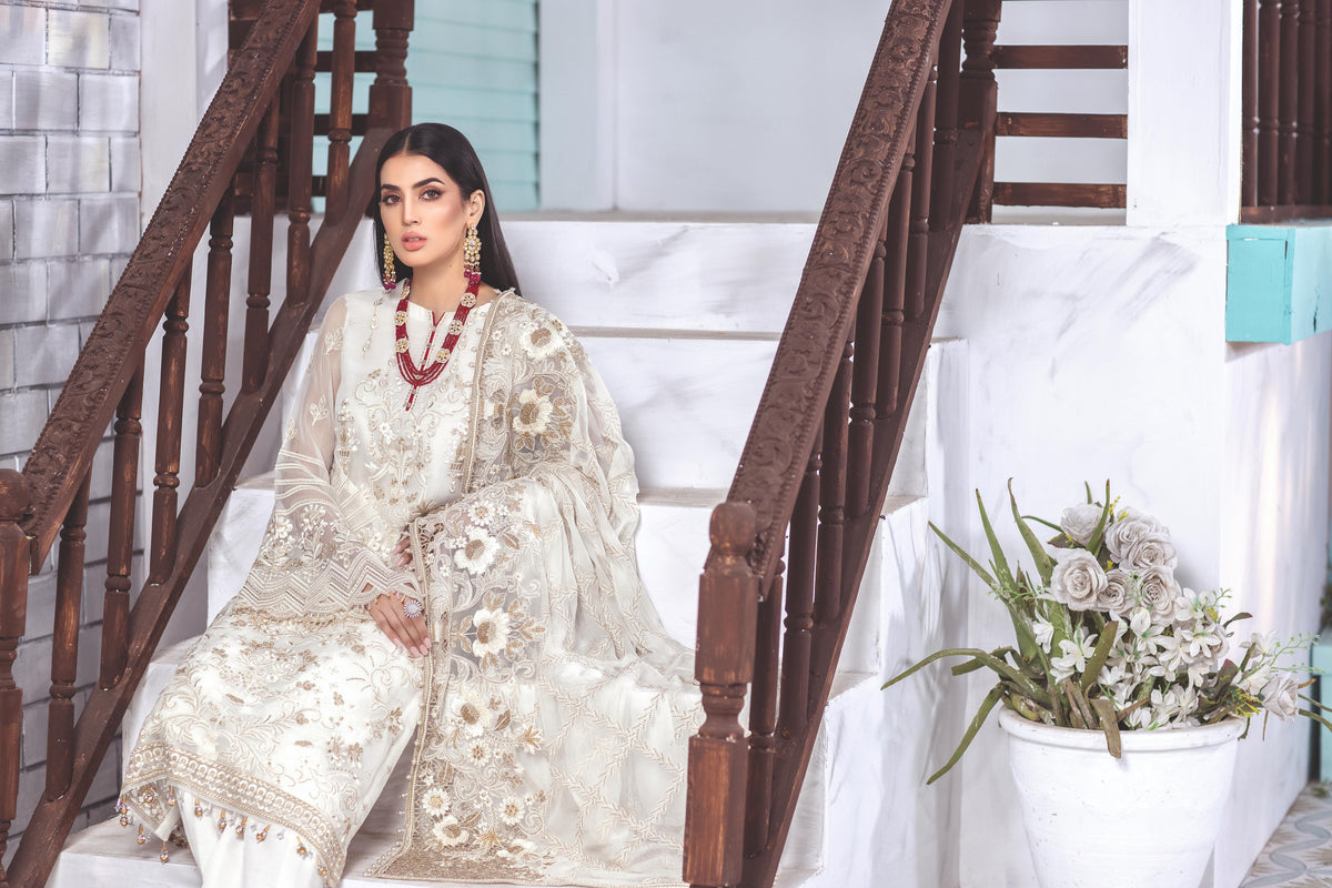Ivoryelle – 3 Piece Embroidered Chiffon Dress