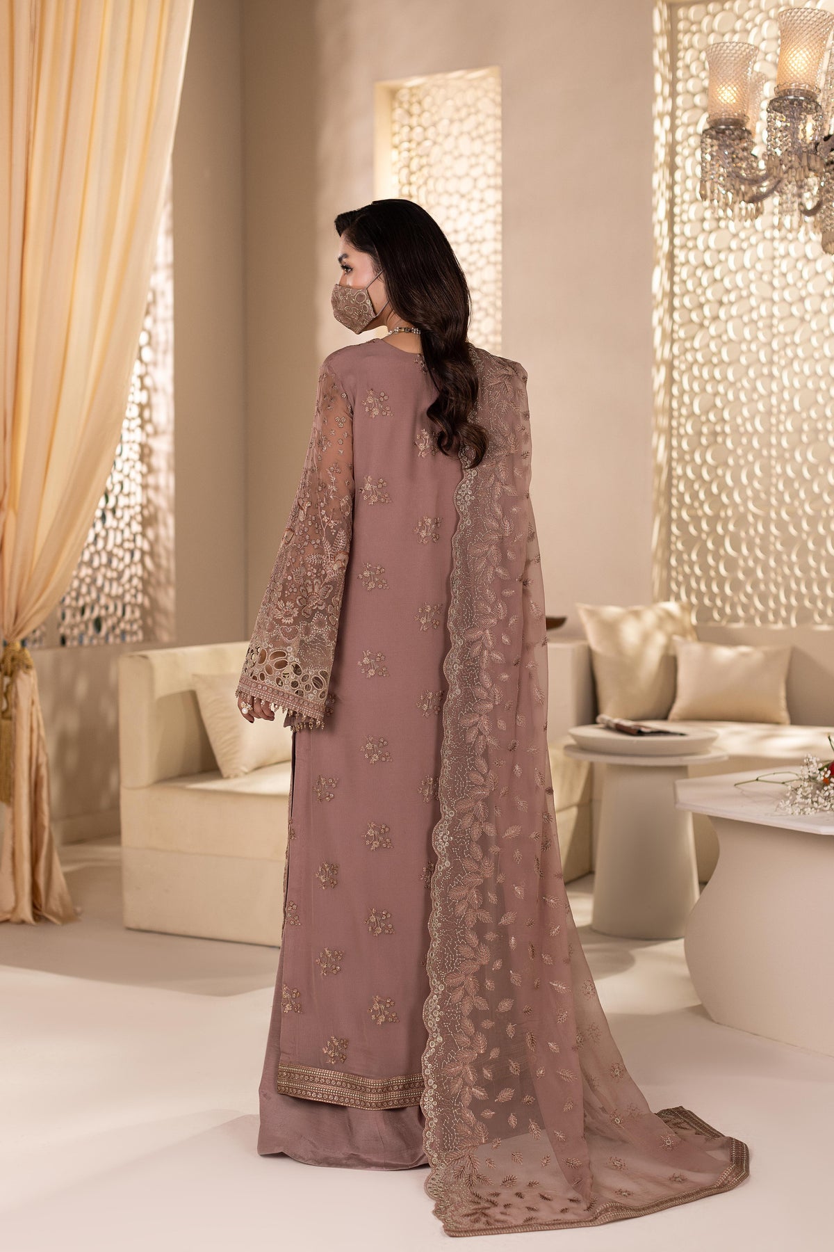 Mauvelle – 3 Piece Embroidered Chiffon Dress