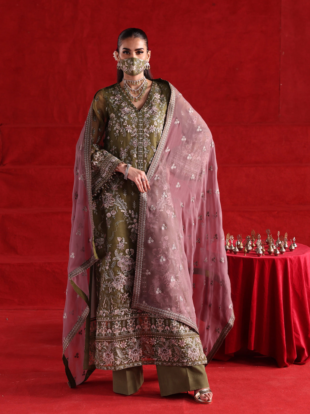 Reyana- 3 Piece Embroidered Organza Dress