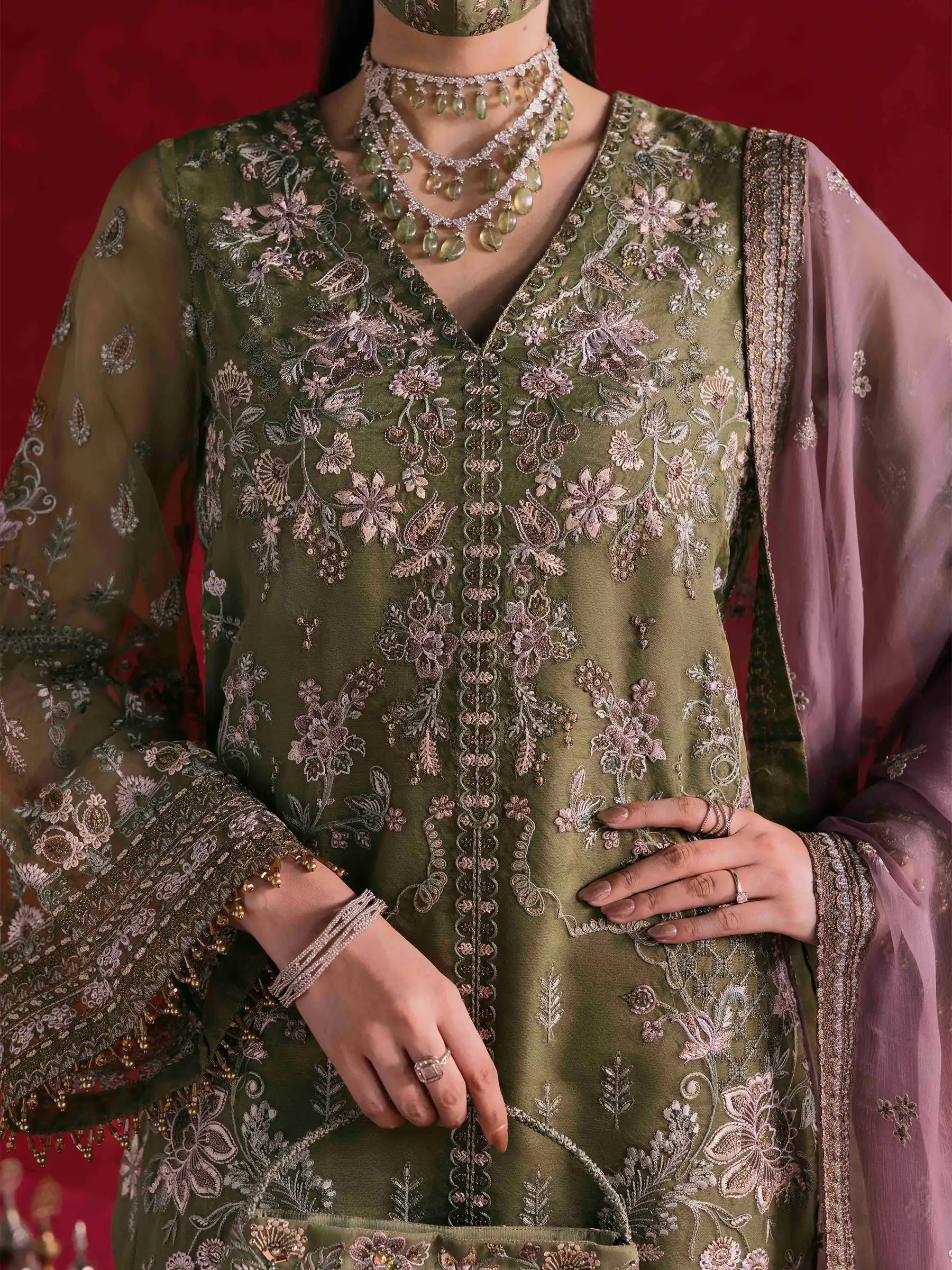 Reyana- 3 Piece Embroidered Organza Dress