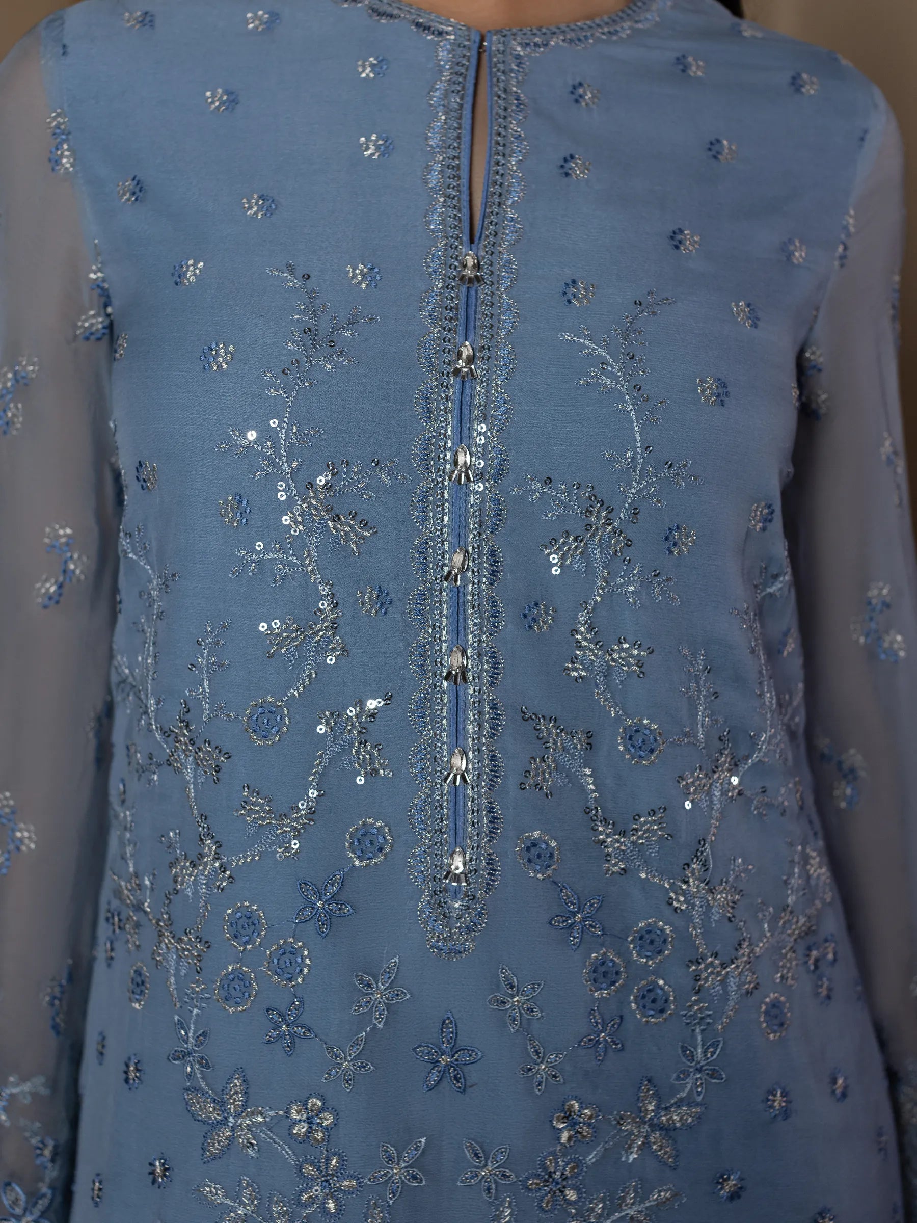 Nivara - 3 Piece Embroidered Chiffon Dress