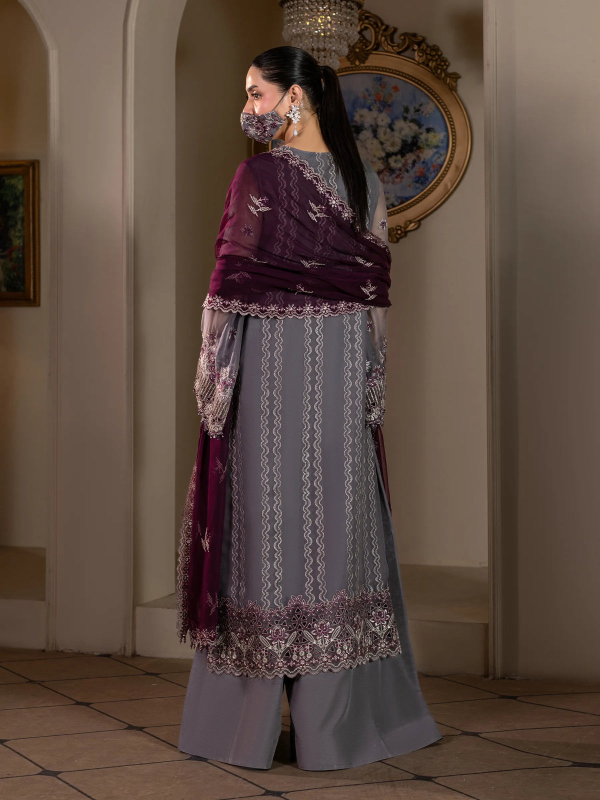 Abeer - 3 Piece Embroidered Chiffon Dress