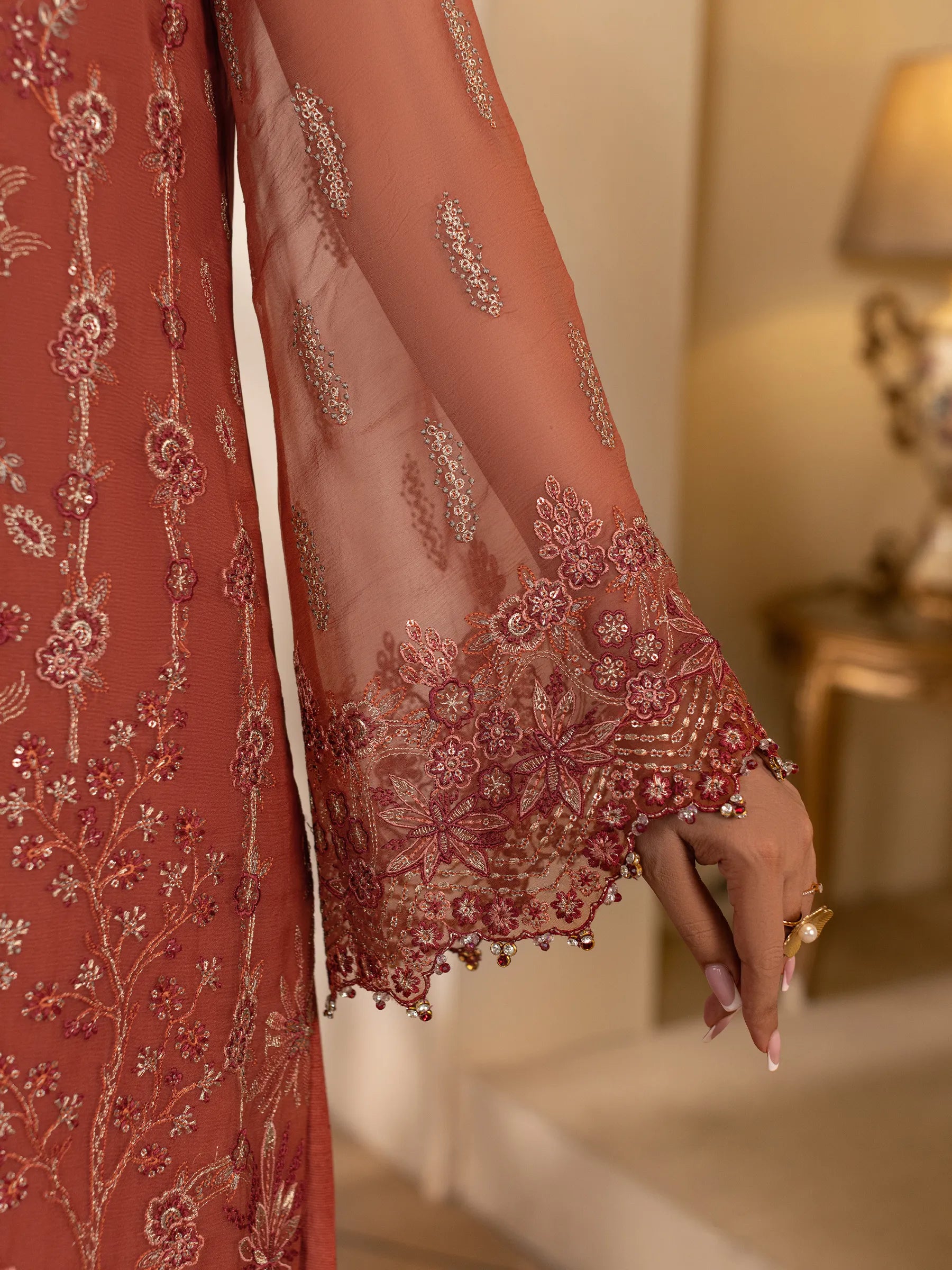Gulrukh - 3 Piece Embroidered Chiffon Dress