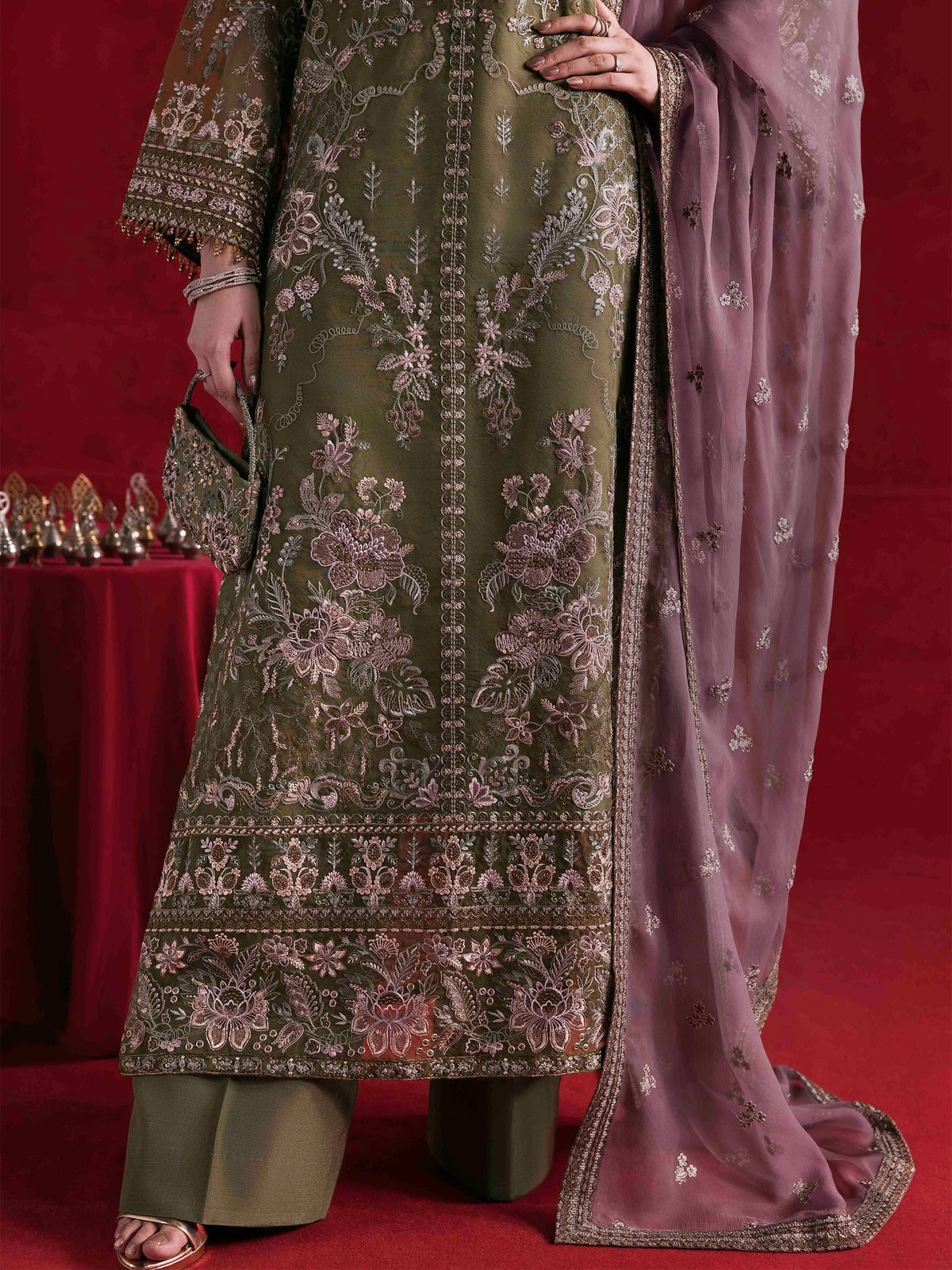 Reyana- 3 Piece Embroidered Organza Dress