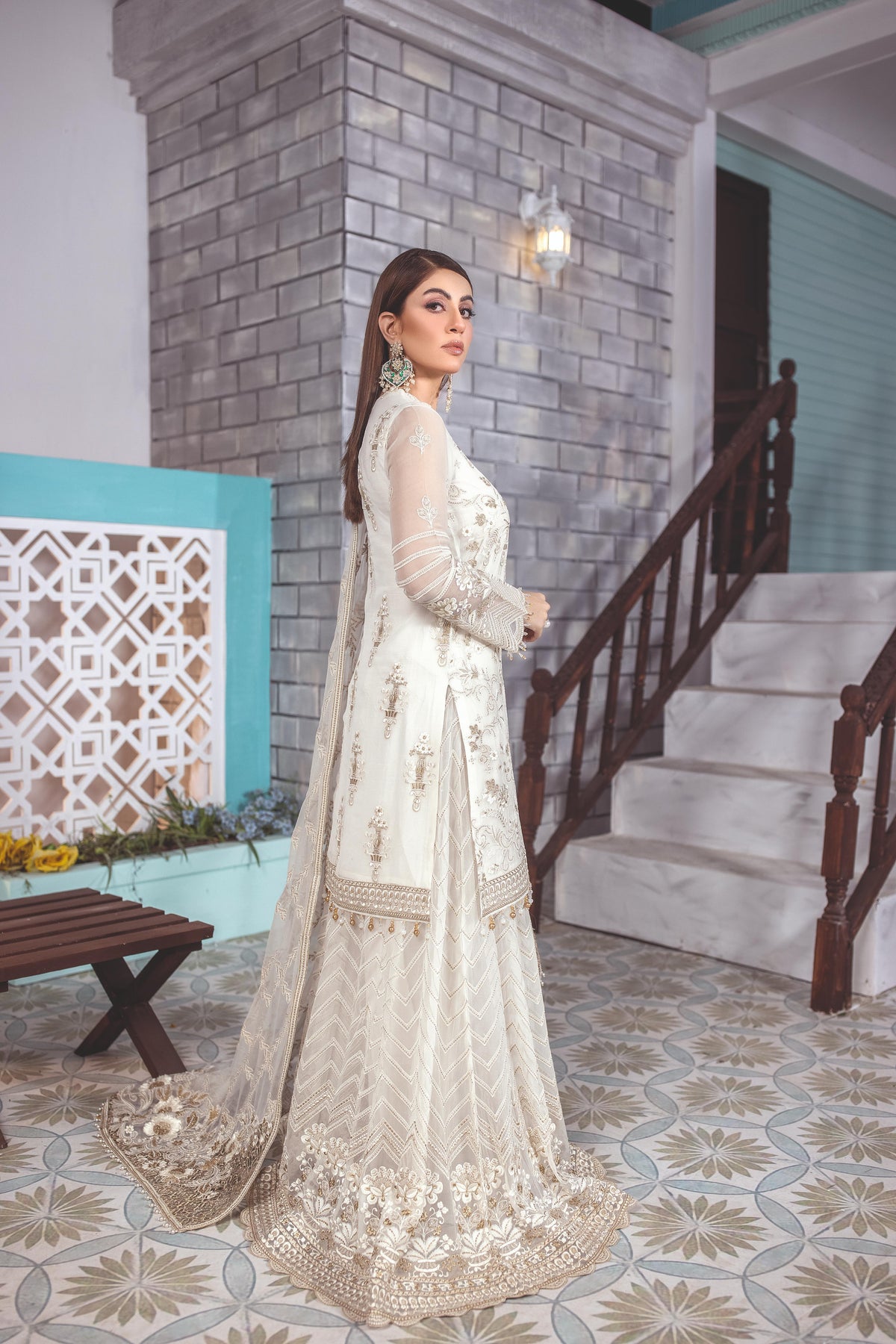 Ivoryelle – 3 Piece Embroidered Chiffon Dress