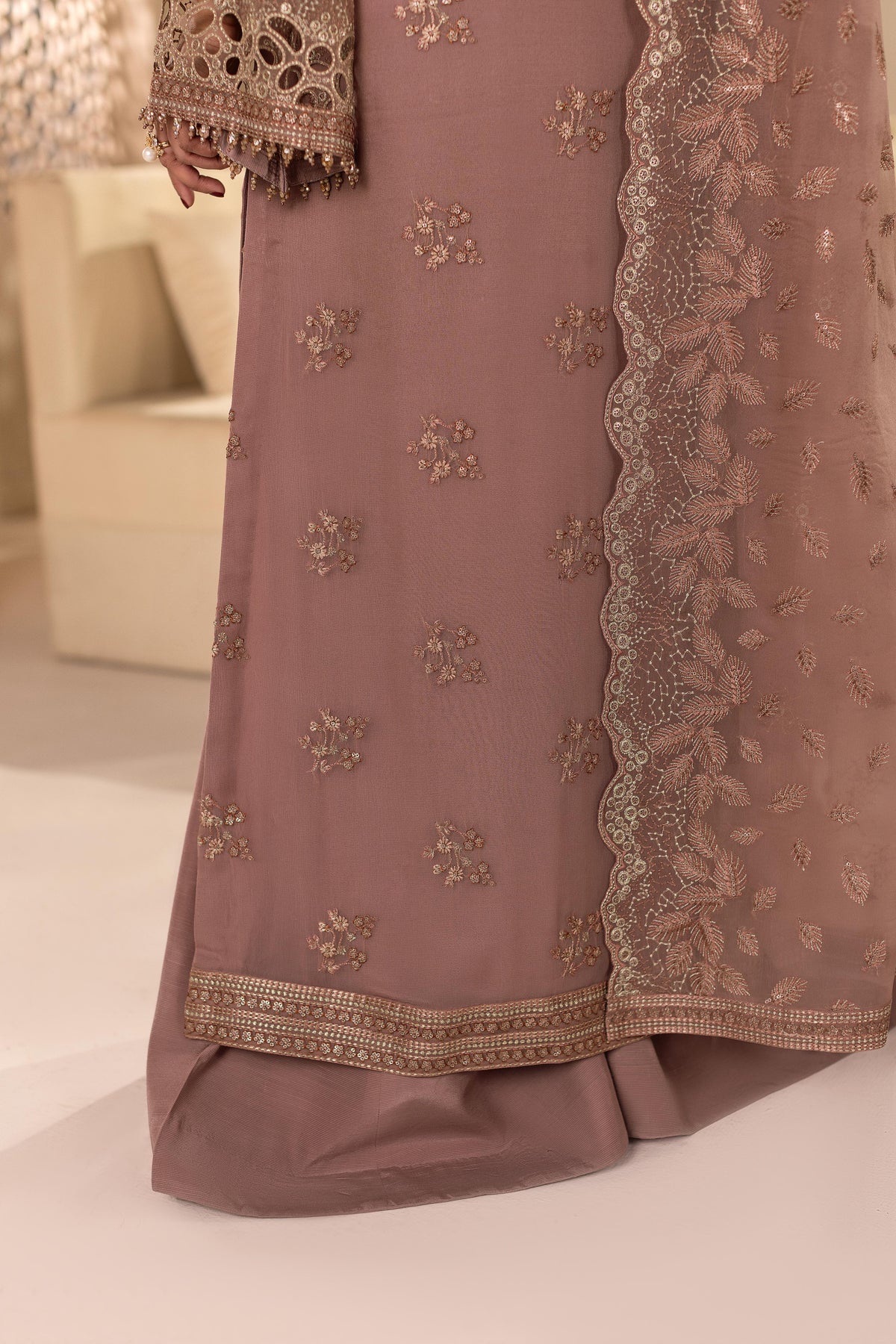 Mauvelle – 3 Piece Embroidered Chiffon Dress